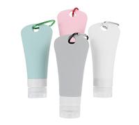 LIFKOME 4 Sets Silicone Travel Bottles Refillable Leakproof Squeeze Dispensers for Shampoo Lotion Toiletries with Hanging Hooks Portable Leak-resistant Containers for Gym Picnic School