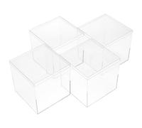 LIFKOME 4pcs Acrylic Candy Storage Boxes with Lids 10x10x10cm 800ml Square Multi-use Small Containers for Chocolates, Jewelry, Wrapping