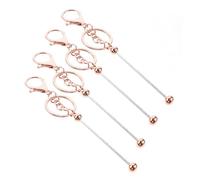 LIFKOME 4pcs Beadable Keychain Metal Keyring DIY Crafting Keyring Hoop for Carabiner Key Fob Portable Beaded Beadable Bar Key Chain