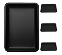 LIFKOME 4pcs Black Stainless Steel Jewelry Display Tray with Smooth Surface, Rectangular Makeup Storage Organizer for Vanity or Bathroom, Elegant and Modern Small Cosmetic Tray