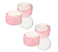 LIFKOME 4pcs Body Powder Container with Ultra Soft Powder Puff Portable Lightweight Plastic Boxes Gentle Synthetic Sponge Puff for Skincare