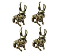 LIFKOME 4pcs Brass Rabbit Pendants Keychain Charms Retro Zodiac Rabbit Ornaments Durable Solid Craft with Hanging for Keyrings and Decorative Use