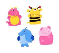 LIFKOME 4pcs Cartoon Bath Gloves for Gentle Exfoliating and Fun Bathing Animal Shapes Including Elephant Bee Hippo Soft Shower Scrubber Towels