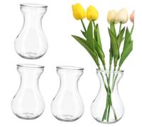 LIFKOME 4pcs Clear Glass Hyacinth Vases Small Bud Flower Arranging Hydroponic Plant Containers Creative Desktop Decor for Wedding Party Home Centerpiece