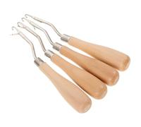 LIFKOME 4pcs Crochet Hook with Curved Ergonomic Wood Handles for Dreadlock Braids Hair Extensions Carpet Weaving and Repair Multifunctional Latch and Braid Needles for DIY Crafting and