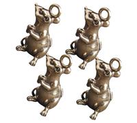 LIFKOME 4Pcs Decorative Brass Rat Pendants Lightweight Vintage Chinese Zodiac Key Ornaments for Car Keys Office Desk Accessories