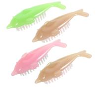LIFKOME 4Pcs Dolphin Shaped Nail Brushes for Manicure Fingernail Cleaning Small Animal-Shaped Nail Dust Removal Brushes for Hand and Random Color Random Color