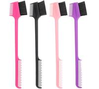 LIFKOME 4pcs Dual-ended Eyebrow Brush Multipurpose Eyelash Comb Makeup Tool Accessories for Women Portable Lightweight Brushes in Pink Rose Red Purple Black