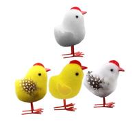 LIFKOME 4pcs Easter Simulation Chicken Ornaments Small Yellow and White Chick Figurines Festival Decorative Imitation Chicken for Party Scene and Home Decor