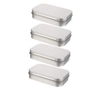 LIFKOME 4Pcs Flip-top Tinplate Storage Boxes with Lid Small Organizer for Jewelry Candy Keychains Lightweight Containers for Desk and Travel