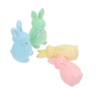 LIFKOME 4pcs Flocked Foam Bunny Figurines 15cm Spring Rabbit Table Centerpiece Set in Macaron Blue Green Yellow Pink for Easter Home Garden Party Decoration