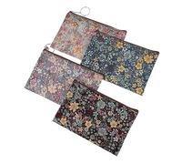 LIFKOME 4pcs Floral Print Purse Cute Change Purses for Women Retro Small Zipper for Coins Cash Cards Keys and More Present for