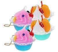 LIFKOME 4pcs Fluffy Keychain Accessories for Women Ice Cream Keychain Charms Kawaii Charm Ice Party Favors Purse for Handbags