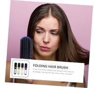 LIFKOME 4pcs Folding Hair Brush with Mirror Compact Portable Travel Hair Comb for Women Mini Pocket Detangling Scalp Massage gift for for for for for for
