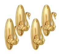 LIFKOME 4pcs Gold Alloy Swan Curtain Holdbacks Decorative Wall Mounted Drapery Tiebacks Hooks for Home Window Treatment and Towel Hanging