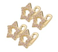 LIFKOME 4pcs Gold Star Tooth Grill Caps Nonpermanent Fake Teeth Accessories Rhinestone Bling Hip Hop Mouth Jewelry for Men Women Rapper Costume Party