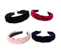 LIFKOME 4pcs Gold Velvet Cross Hair Hoops Braid Hair Band Elegant Flannelette Headwraps for Women and Festival Occasions