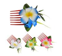 LIFKOME 4Pcs Hawaiian Plumeria Hair Combs Tropical Beach Flower Clips Bridal Wedding Accessories for Bride Bridesmaids Vibrant Artificial Floral Design for Summer Vacation Party