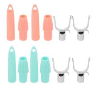 LIFKOME 4pcs High Reach Pole Hook Clothesline Hook U-Shaped Stainless Steel Plastic Ergonomic Handle Comfortable Grip Closet Poles Accessories for Closet Configurations