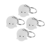 LIFKOME 4pcs Luminous Ghost Head Keychain Cute Glow Dark Tiny Ghost Charm for Car Key Holder Backpack Purse Charm Party Favors
