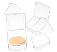 LIFKOME 4pcs Makeup Puff Case Cosmetic Sponge Holder Plastic Easy to Take Good Storage Effect Compact Design for Outdoor Travel and Cosmetic Bag