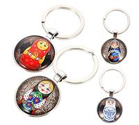 LIFKOME 4pcs Matryoshka Keychain Russian Doll Keychains Unique Kawaii for Backpacks Cute Metal Accessory