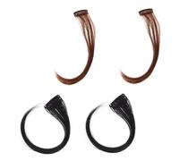 LIFKOME 4pcs Natural Curly Side Bang Hair Extension Wigs for Women Face Framing Patch Skin Friendly Material Elegant Temperament Enhancer Black and Light Brown