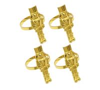 LIFKOME 4pcs Nutcracker Napkin Ring Serviette Buckles Alloy Napkin Rings Nutcracker Tableware Round Holiday Holders Gold Gold Golden Zinc Alloy