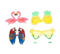 LIFKOME 4pcs Party Glasses with Flamingo Pineapple Lemon Parrot Designs Lightweight Novelty Sunglasses for Adults Fun Photo Props for Hawaiian Luau Summer Beach Parties and Dancing Events