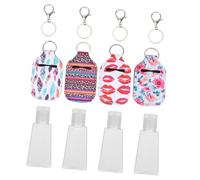 LIFKOME 4pcs Portable 30ml Neoprene Trapezoidal Lotion Bottle Covers with Lobster Clasps, Easy to Attach Bottle Holders for Hand Washing or Liquid Soap, Suitable for Backpack Random Color