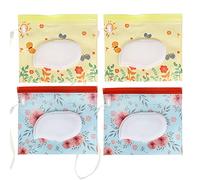 LIFKOME 4pcs Portable Eva Wet Wipes Pouch with Strap Reusable Tissue Holder Case for Baby Wipes and Daily Necessities Self Lock Design Keeps from Drying Suitable to Attach to Purses