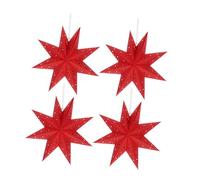 LIFKOME 4pcs Red Paper Star Lanterns Reusable Origami Hanging Star Light Shades for Christmas Window Decor DIY Holiday Pendant Lampshades Easy Fold Hang Party Decorations