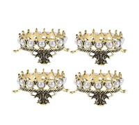 LIFKOME 4pcs Retro Crown Nail Brush Holder with Pearls Manicure Pen Organizer for Nail Art Tools Stable Compact Storage Stand for Salon and Home Use