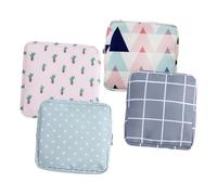 LIFKOME 4pcs Reusable Cotton Cloth Sanitary Napkin Organizer Bags with Cute Patterns Tear Resistant Storage Pouches for Pads Makeup Keys Cash Portable Womens Menstrual Pouch