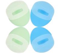 LIFKOME 4pcs Silicone Face Massager Brush Non-slip Handheld Facial Cleansing Pads for All Skin Types Gentle Exfoliating Scrubber with Stretchy Silicone in Blue and Green
