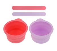 LIFKOME 4pcs Silicone Wax Warmer Bowl Set Foldable High-Temperature Resistant Wax Pot Liners with Spatula Sticks for Hair Removal Pink and Purple Replacement Parts