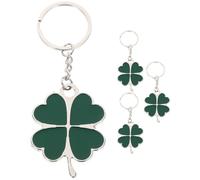 LIFKOME 4pcs St.Patrick Day Shamrock Keychain Four- Leaf Lucky Charm Keyring Green Irish Party Favors Key Holder for St Patrick's Day Costume Pendants