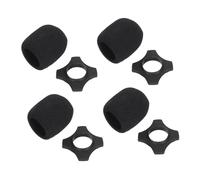 LIFKOME 4pcs Thickened Black Microphone Sponge Covers with Anti-slip Rubber Rings, Mic Protective Windshield for Handheld Mics, Dustproof Soft Sponge Set for Live Performance and Recording