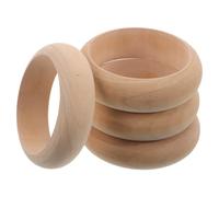 LIFKOME 4pcs Unfinished Wood Bangle Bracelets Natural Round Wooden Rings for DIY Crafts Jewelry Making Women Artisan Wood Color Circles Inner