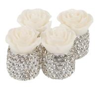 LIFKOME 4Pcs Universal Rhinestone Rose Flower Car Tire Valve Stem Caps White Bling Auto Wheel Caps for Cars Motorcycles Trucks Suvs 7.5Mm Hole Diameter