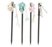 LIFKOME 4pcs Vintage Chinese Wood Hair Sticks for Women with Tassels Handcrafted Ebony Hairpins for Long Hair Traditional Floral Seasonal Designs Secure Hold Accessories for Hanfu Special