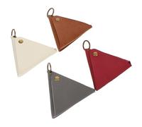 LIFKOME 4pcs Vintage Triangle Coin Purse Set Made of Pu Leather, Lightweight and Flexible Small Change Pouches, for Organising Coins and Keys in Daily Use Random Color