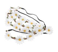 LIFKOME 4pcs White Daisy Flower Crowns for Bridal Headband Wreaths Artificial Floral Hair Garland for Weddings Vacations Beach Photoshoots Princess Style Hair Accessories