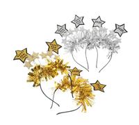 LIFKOME 4pcs Year's Decorative Headband Tinsel Headband Nye Decorations Silver and Gold Shining Star for Party Women Men Girls Photo Props