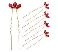 LIFKOME 5 x U-shaped hair pins for the bride, hair clips with rhinestones, wedding bridal hair pins, vampire hair accessories, hair pins made of crystal, red, marquise drill