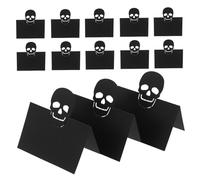 LIFKOME 50 Pcs Halloween Table Tent Cards Skull Place Cards for Table Setting Wedding Name Seating Reception Signs Pearlescent Paper for Party Decor