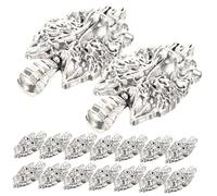 LIFKOME 50pcs Alloy Wolf Head Charms Bulk for Jewelry Making DIY Pendant Animal Pendants for Necklace Bracelet Keychain Accessories Silver Tone