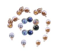 LIFKOME 50pcs Multi-color 16mm Glitter Powder Star Glass Ball Pendants DIY Jewelry Accessories, Hair Charm Pendants for Earrings and Necklace Crafting Random Color