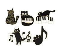 LIFKOME 5pcs Cute Cat and Piano Notes Brooch Pin Decorative Lapel Pins for Clothing and Backpacks Material Cartoon Style Accessories for Cat Lovers and Gift Occasions