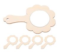 LIFKOME 5pcs DIY Wooden Small Handheld Mirror Kit, Unpainted Delicate Mini Wooden Mirrors for Painting Craft, Eight-Petal Flower Shape for Art and Decoration
